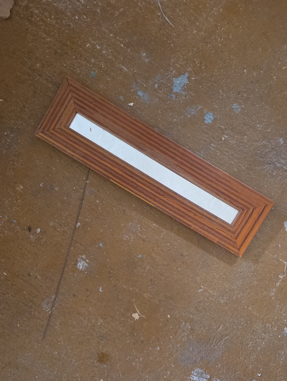 Rectangular Wall Mirror with Warm Brown Wood-Grain Frame